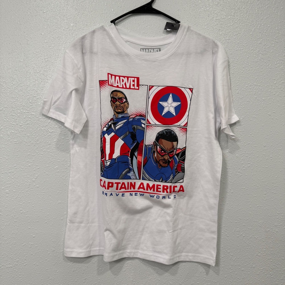 Marvel Captain America Brave New World Graphic T Shirt XL White Falcon